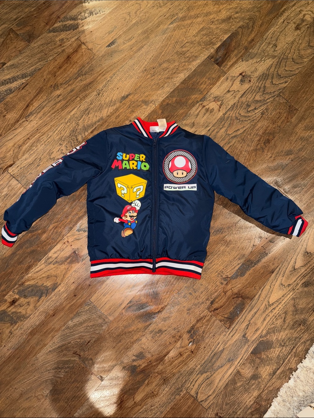Nintendo Navy Blue Super Mario Bomber Jacket with Red Trim